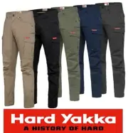 HARD YAKKA - MENS "3056 BRUNSWICK" STRETCH RIPSTOP CARGO WORK PANTS - Y02255