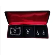 Macy's 3pc Stamped 925 Heart Charm Jewelry Set