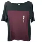 Lauren Ralph Lauren NWT Women's Maroon/Black Colorblock Short Sleeve Top Large