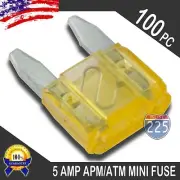 100 Pack 5A Mini Blade Style Fuses APM/ATM 32V Short Circuit Protection Car Fuse