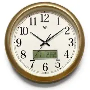 NEW Naomi Analogue with Digital Calendar & Temp Wall Clock, Gold, 42cm