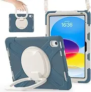 Tablet PC Case Case Compatible with iPad 11th Gen A16 11 Inch 2025,Heavy Duty TPU Shockproof Kids Case,360 Degree Rotating Multi-Function Grip Bracket+Shoulder Strap Rugged Cover Protective Case(Light