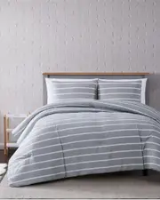 Truly Soft Maddow Stripe Grey Comforter Set Twin XL NoColor