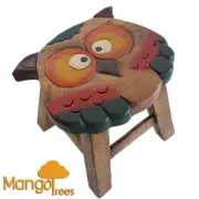 Mango Trees Kids Wooden Stools Ready to Use Owl 50% off Retail Price