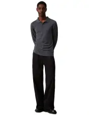 [Calvin Klein] Merino Knit Polo in Dark Grey Heather