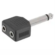 6.35mm 1/4" Mono Plug to Dual 3.5mm Mono Jack Splitter Audio Cable Adapter