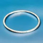 Erick's Sterling Silver Diamond Cut Design Bangle Bracelet Taxco.925. Size 7 in