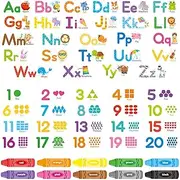 Animal Alphabet Numbers Shape Color Wall Decals Stickers for Kids Room décor Letters ABC Pre-School Kindergarten Classroom Educational Bedroom Nursery Homeschool Decoration