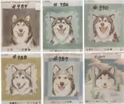 Alaskan Malamute,11 Needlepoint Dog Canvases, Designed & Hand Painted Lindy Tilp