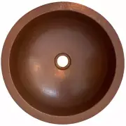 15" Round Copper Bathroom Sink Mexican Hand Hammered Dual Mount Brown CPS06
