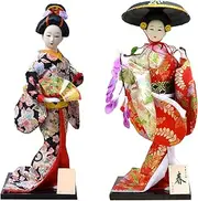 Set 2 Pieces Traditional Japanese Dolls Geisha Girl Geiko Kimono Ancient Doll Home Collection Art Decoration,A1,12 inch/4161 (Color : A22, Size : 12 inch)