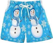 [RPLIFE] Kids Swimming Shorts, Anti Chafe Swim Trunks Boys 2 T, Cheerful Snowman Blue