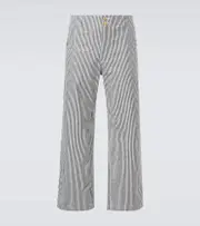 [Junya Watanabe] Junya Watanabe x Carhartt striped cotton straight pants UK 32 blue
