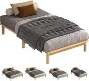 ALFORDSON King Single Bed Frame Wooden Bed Base with Timber Slats, Solid Pine Wood Mattress Base Platform Support, Bed Foundation with Storage Space, Home Bedroom Furniture, Basia Series in Oak