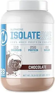 IsolateOne Whey Protein Isolate Powder by NutraOne – 100% Pure Whey Isolate Powder (Gourmet Chocolate - 2 lbs.)