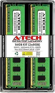 16GB Kit 2x 8GB DDR3L 1600MHz PC3L-12800 Non ECC Unbuffered 1.35V / 1.5V CL11 2Rx8 Dual Rank DIMM Desktop 240-Pin Memory Ram Genuine A-Tech Brand