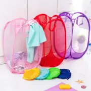 1x Laundry Basket Bin Storage Washing Bag Mesh Collapsible Foldable Hamper