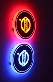 2pcs LED Car Cup Holder Lights for Nissan, 7 Colors Changing USB Charging Mat Luminescent Cup Pad,Nissan LED Accessories Interior Atmosphere Lamp