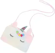 [HORIALENCE] Adorable Unicorn Shoulder Bag Plush Crossbody Pouch Stylish Coin Bag for Little Girls Daily Use