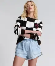One Teaspoon SCOREBOARD SMILEY KNIT SWEATER ☮ Size XSMALL Oversized $198