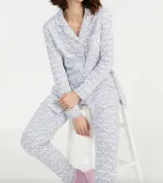 NEW PETER ALEXANDER PENNY WAFFLE TOP + PANTS GREY MARLE PJ SET WOMENS L RRP$109