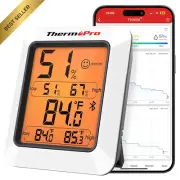 TP350 Bluetooth Hygrometer with Large Backlit LCD Display and Humidity Sensor