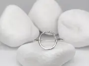 Solid 925 Sterlling Silver Circle Hammered Ring Handmade Jewellry For Women's