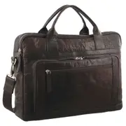 Pierre Cardin Rustic Leather Computer/Business Carry On Travel Bag Brown