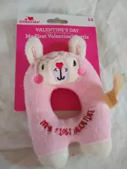 Pink Llama Plush Rattle Ring Baby Toy My First Valentine wrist