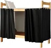 Lightolife Thickened Breathable Blackout Bunk Bed Curtain Panels for Twin Bottom Home Dorm Privacy Bed Canopy, Black, 2 Panels