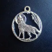 WOLF MOON ANIMAL pendant SPIRITUAL 26" Sterling Silver 925 chain wolves female