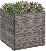 Raised Garden Bed, Elevated Planter Box Plant Container Grey 80x80x80 cm Poly Rattan