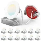 12 Pack 4 Inch Fire Rated LED Recessed Light with Junction Box, 2 Hour Fire R...