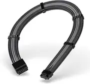 EZDIY-FAB GPU Power Sleeved Cable Extension, 16pin(12+4) 12VHPWR PCIe 5.0 Connector Male to Female for RTX 3090Ti 4070Ti 4080 4090, with Cable Combs-16AWG/Black Grey