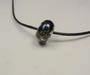 BEACH FASHION SURFERS MYSTIC RAINBOW BLACK BEAD BLACK LEATHER CORD NECKLACE