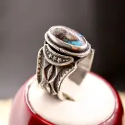 Signed Native American Gary Reeves Bisbee Turquoise Sterling Silver Ring