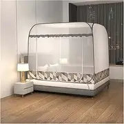 Mosquito Net Bed Canopy Portable Travel Mosquito Nets Foldable Double Door Mosquito Camping Curtain Pop up Camping Tent Netting (Color : Grey, Size : 1.2m Bed)