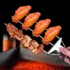 2pcs Steel Kabob 3-Prong Barbecue Skewers Grilling Skewers BBQ Sticks Grill