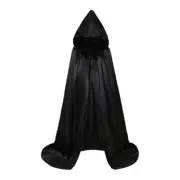 Kids Black Hooded Cape Robe Cloak Vampire Halloween Cosplay Costume Party Decor