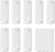 LALAASHHOP Picture Hangers for Sawtooth and Wire Frame, 8 Hangers, 12 Large Removable Adhesive Strips, Damage Free, Heavy Duty, No Nails, White, Metal, Adhesive Strip Fasteners