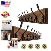 Space-Saving Wall Coat Rack - 38.9" with 10 Heavy-Duty Hooks, Easy Install
