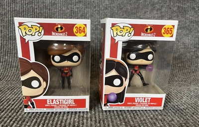 Funko Pop Incredibles 2- 2 Funko Pop- 364- Elastigirl and 365- Violet New