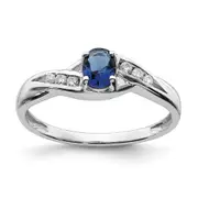 Solid 14k White Gold Oval Simulated Sapphire CZ Ring