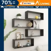 Wall Cube Shelves 4 pcs Black 60x15x23 cm Storage Display Organizer Home D 07137