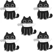 [FHSMZXE] Black Cat with Knife Pronouns Enamel Pins SHE HER THEY THEM HE HIM Simple Letter Brooch Badge Cute Animal Enamel Brooch Pins for Women Men, Metal, no gemstone