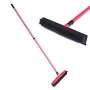 Rubber Broom For Pet Dog Cat Hair Sweeper Squeegee Windows Car Long Handle-Red