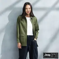 在飛比找momo購物網優惠-【JEEP】女裝 多口袋獵裝長版襯衫式外套(軍綠)