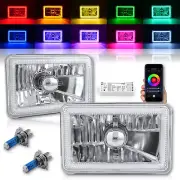 4X6" BLUETOOTH Color Change RGB SMD LED Halo Angel Eye Headlight Light Bulb Pair (for: Subaru)