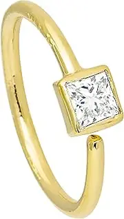 [Jewelry Avalanche] 20G 14K Gold Princess Cut Solitaire Diamond Nose Hoop Ring 0.02-0.12 carat Bezel Set Diamond 8mm Twist-open Nostril Ring Cartilage Hoop Tragus Ring Unisex