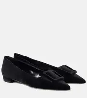 [Manolo Blahnik] Manolo Blahnik Maysalepumpflat velvet ballet flats AU 6 black